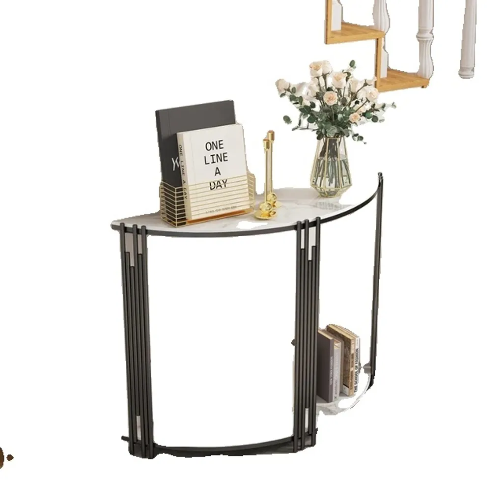 Console design en marbre véritable blanc - Meuble d'entrée échelonné