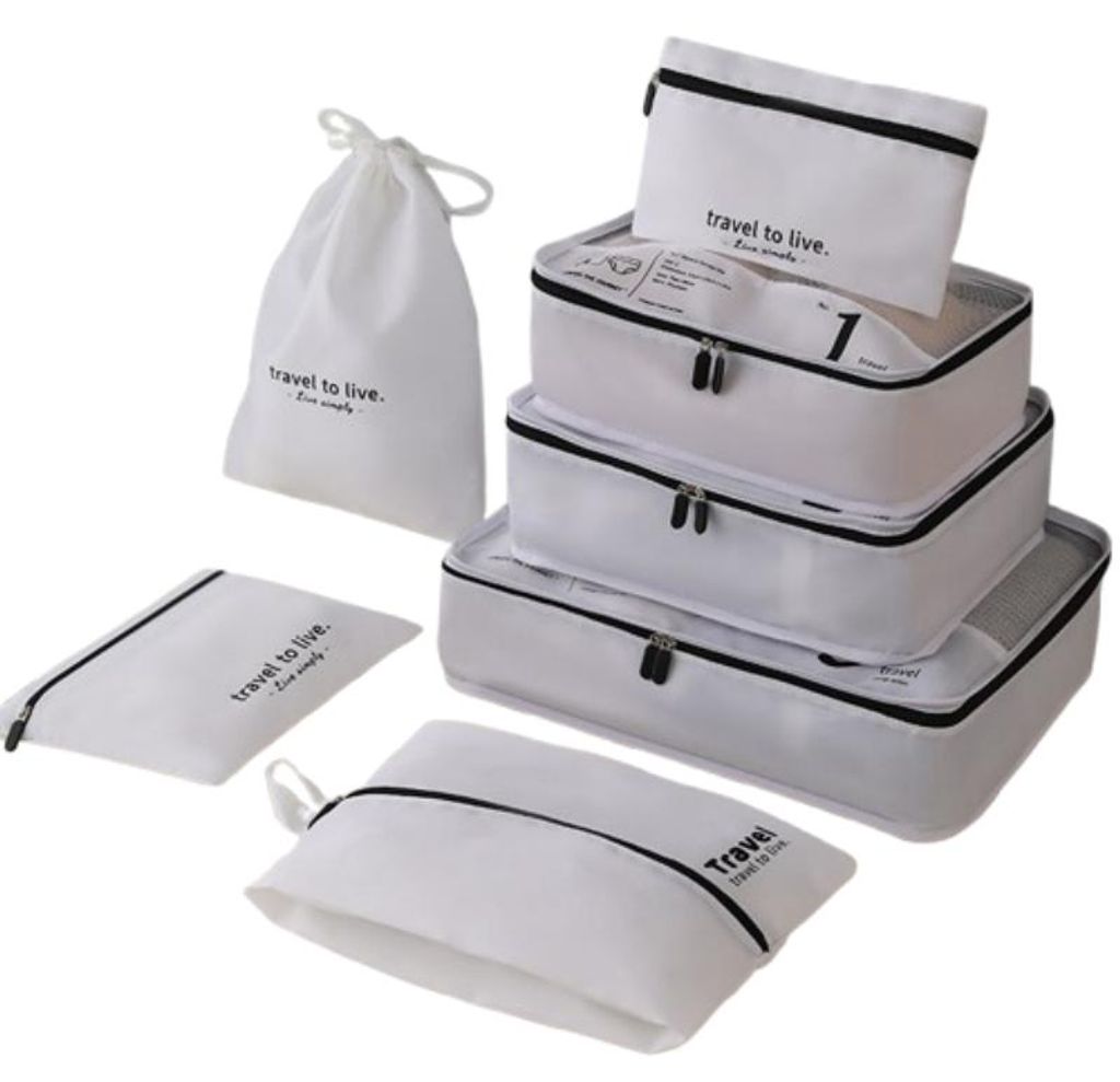 INF 7-teiliges Reise-Packwürfel-Set - Weiß, Produktbild 