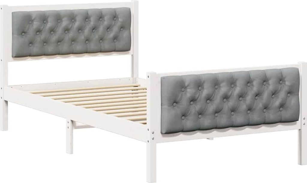 vidaXL Bettrahmen Hellgrau 100 x 200 cm Massives Kiefernholz