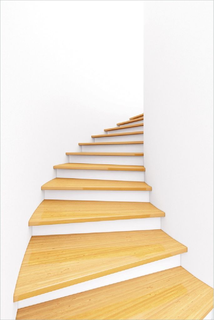 Wallario selbstklebendes Poster - Wendeltreppe aus hellem Holz, Größe: 100 x 150 cm