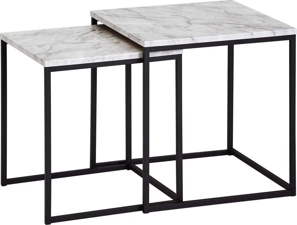 Table basse marbre blanc Wohnling : élégance durable et antitache