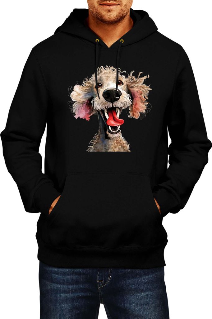 Herren Kapuzenpullover Funny Dogs Breeds Standard Poodle Dog Breed 010, Man XL / Schwarz