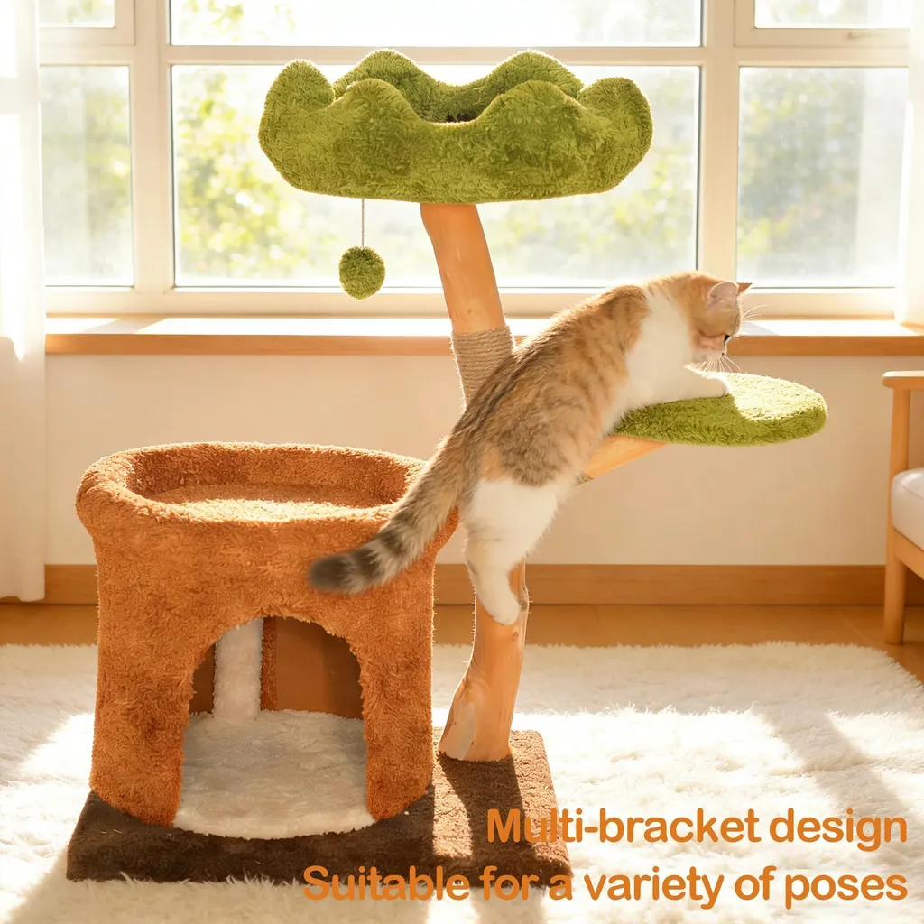Katzenvilla Arbre à Chat en Bois 3 Niveaux Design Épuré pour Intérieur - 5