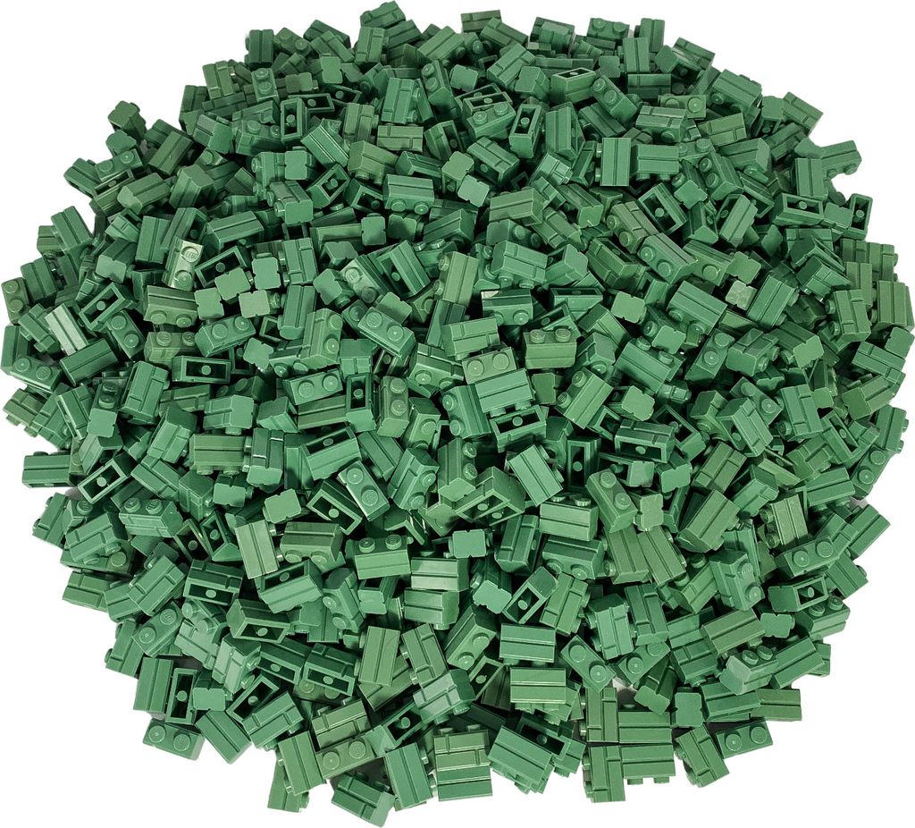 LEGO: 250 Stück Profil-Mauersteine 1x2 in Sandgrün