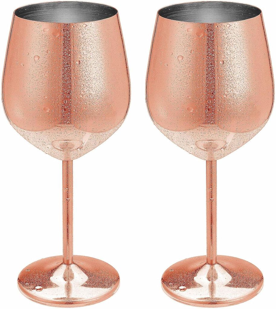 Weingläser-Set (2er-Set) aus Edelstahl und Kupfer, Metall-Weinglas, Rotweinkelch, Cocktailglas, Weißwein- und Champagnergläser aus Edelstahl, ro...