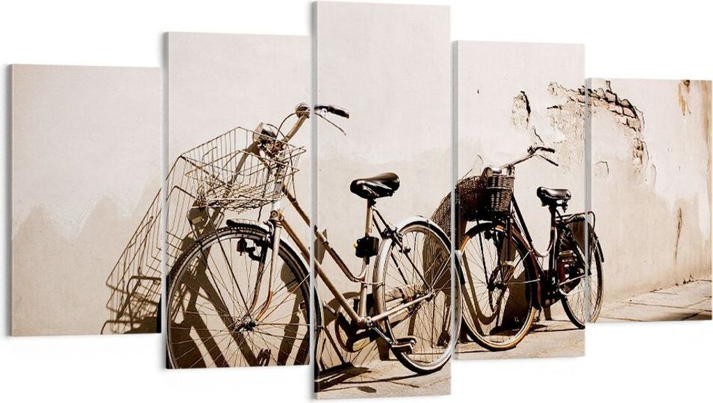 Bild auf Leinwand - Leinwandbild - Fahrrad Ziegel Stadt Italien - 160x85cm - Wand Bild - Wanddeko - Leinwanddruck - Bilder - Kunstdruck - Wanddekor...