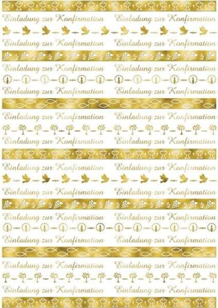 Designkarton 'Bordüren' gold 200g/qm A4 VE=5 Blatt Motiv 1