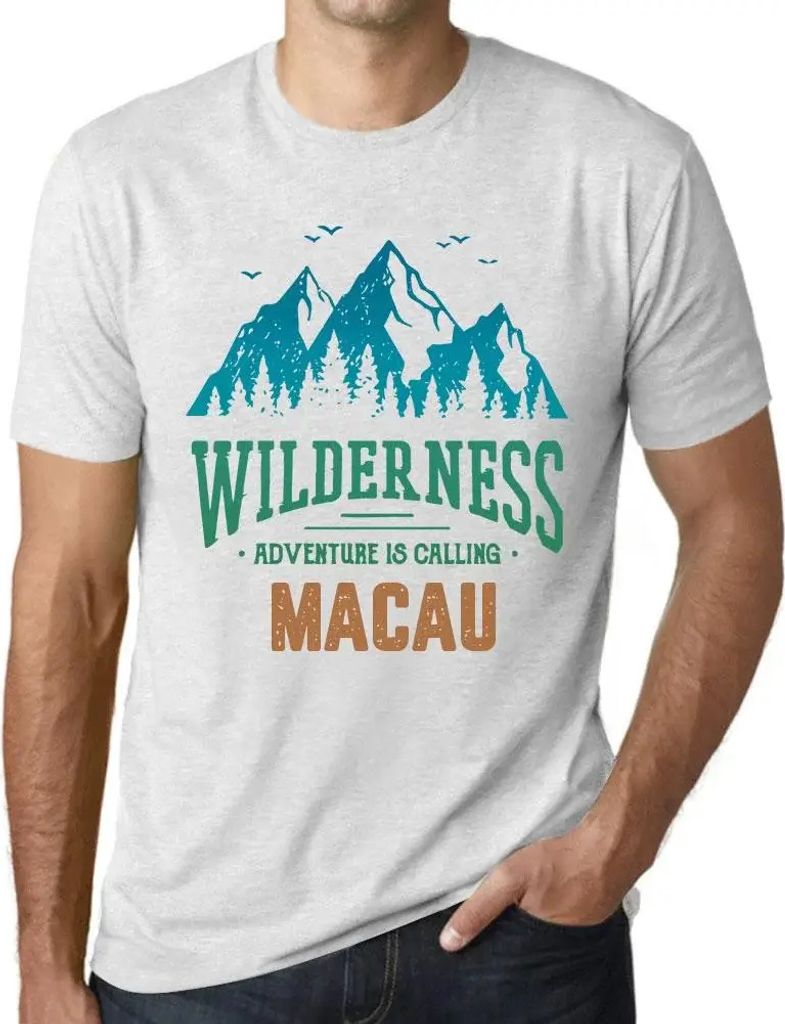 Herren Grafik T-Shirt Wildnis Abenteuer ruft in Macau – Wilderness, Adventure Is Calling Macau – Öko-Verantwortlich Vintage Jahrgang Kurzarm L...