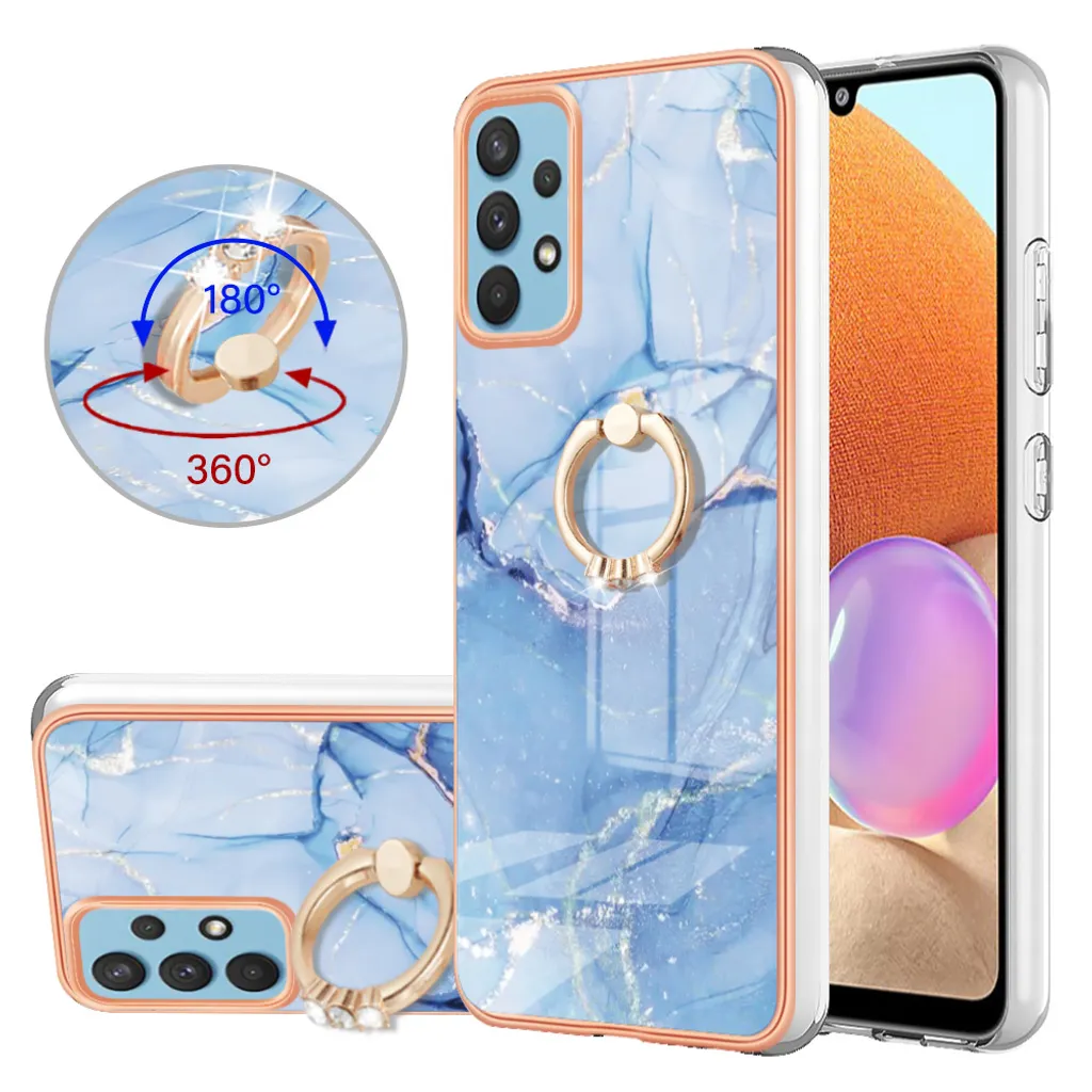 Custodia Samsung A32 4G Anti-Caduta Blu | Cover con Anello per Mamme