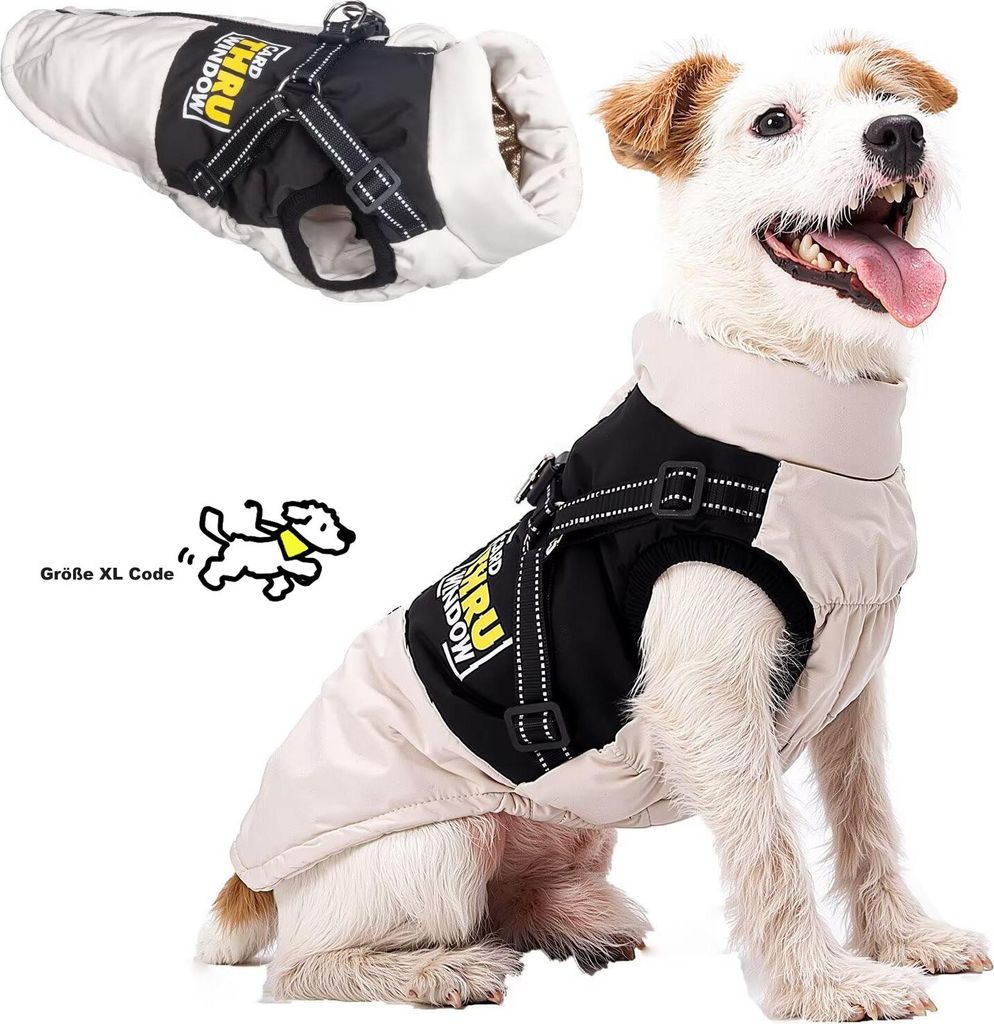 OKWISH Hundemäntel, Hundemantel Winter, Warme Hundejacke, Softshell, Wasserdicht, Gefüttert, Hunde Kleidung, Outdoor, Haustier Mantel, Bequem, XL