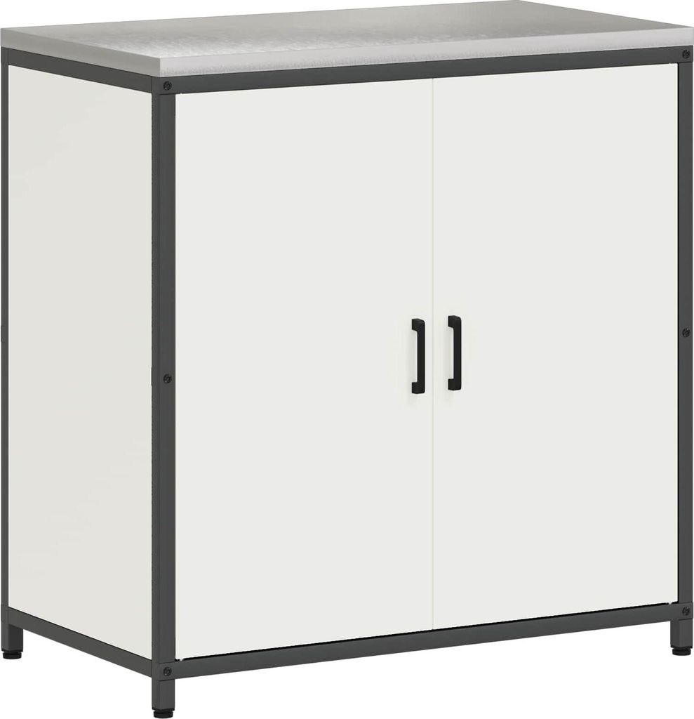 Küchenaufbewahrung mit Regal mit Tür Weiß 60 x 50 x 92 cm Stahl