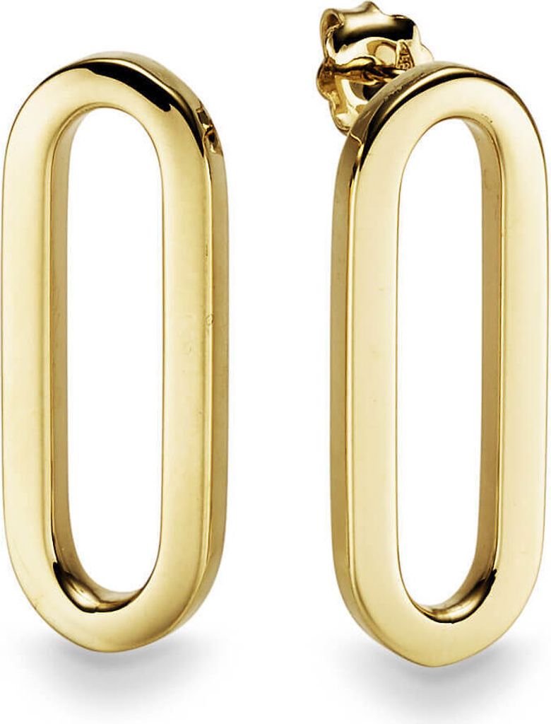 Paar Ohrstecker Ohrringe 32x12,5mm Oval aus 585 Gold Gelbgold glänzend flach