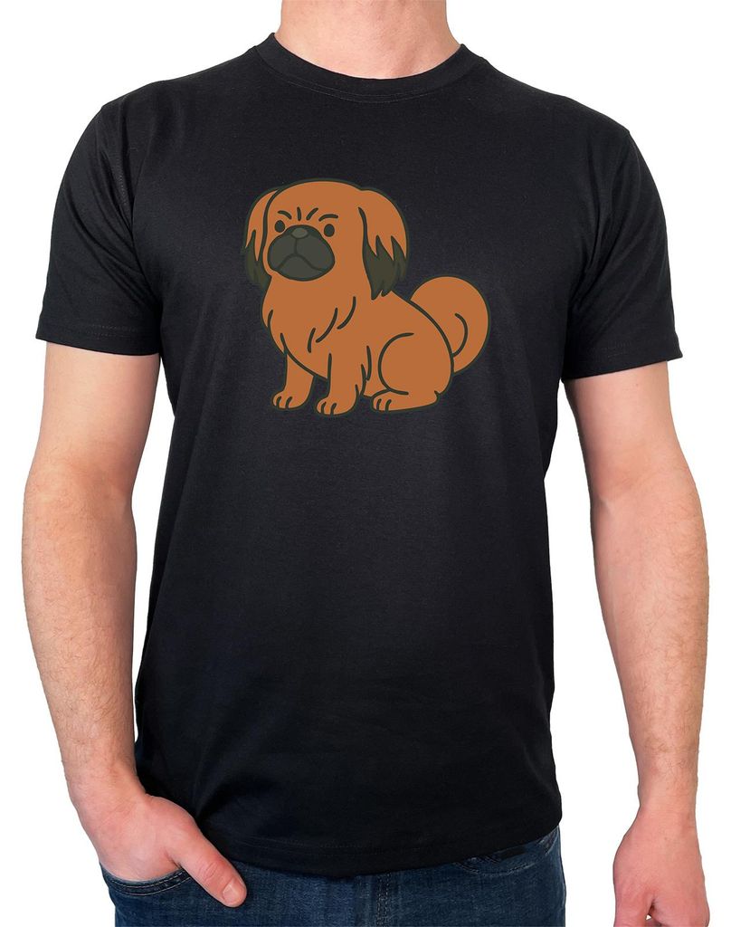 Huuraa Herren T-Shirt Pekingese Comic Peki S Black Bio Baumwolle Fairtrade Herrenshirt Geschenkidee