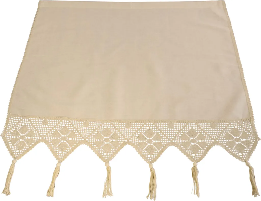 Tenda Shabby Beige 90x100 cm - Pizzo e Frange per Cucina e Bagno