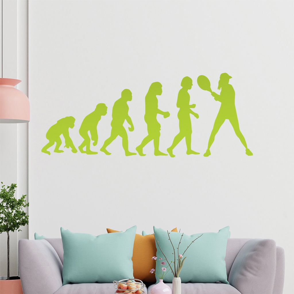 KIWISTAR Evolution Tennis Charles Darwin Schlag Wandtattoo in 6 Größen - Wandaufkleber Wall Sticker - Dekoration, Küche, Wohnzimmer, Schlafzimme...