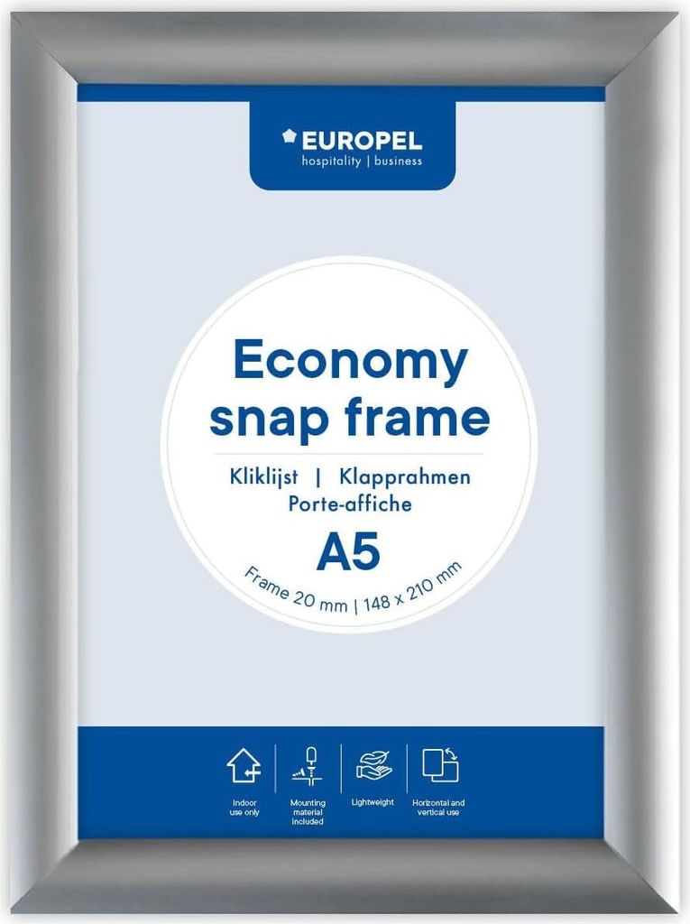 EUROPEL Plakatrahmen ECONOMY DIN A5 25 mm silber eloxiert