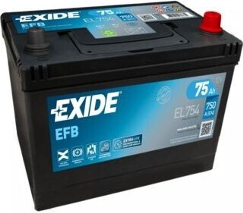 Exide EFB EL754, EFB (Enhanced Flooded Battery), 75 Ah, 12 V, 750 A, Auto, Wartungsfrei