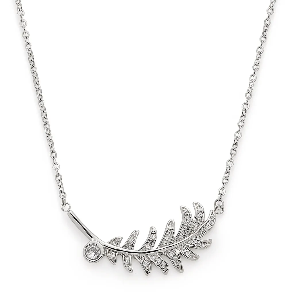 Collier Piuma en Argent Massif avec Pendentif Plume Fine et Élégante
