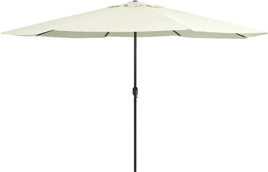 Parasol 390 cm blanc sable mât métal - Ombrage pour repas de famille