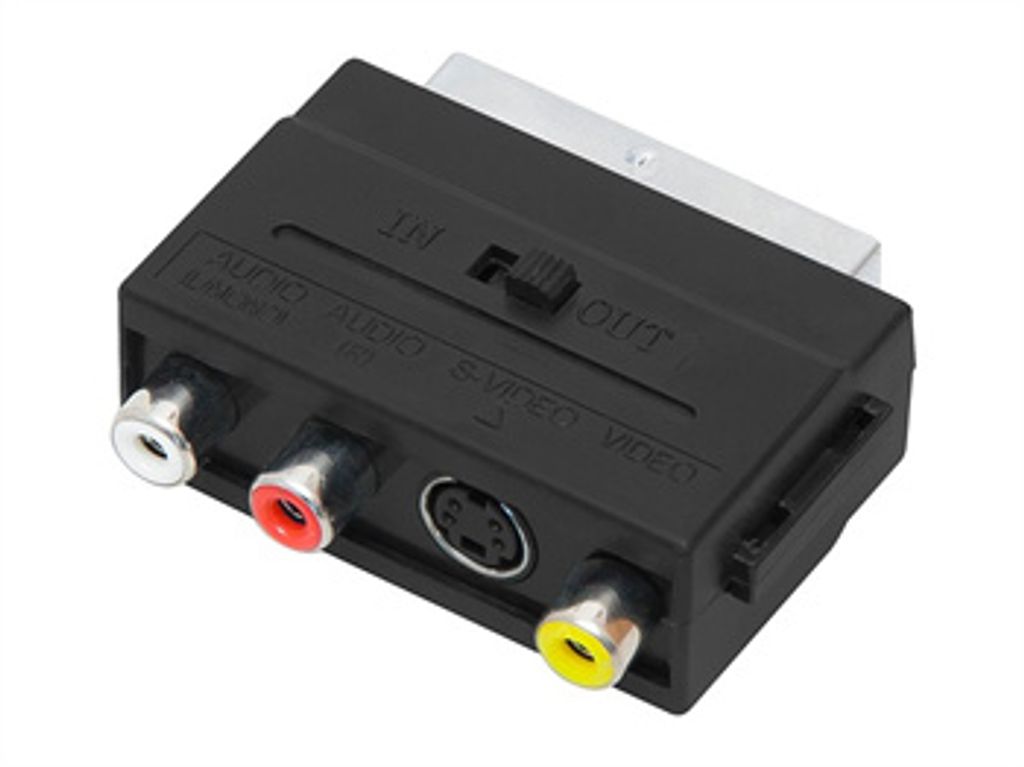 PremiumCord Adapter SCART-3x cinch + S-video s přepínačem IN/OUT