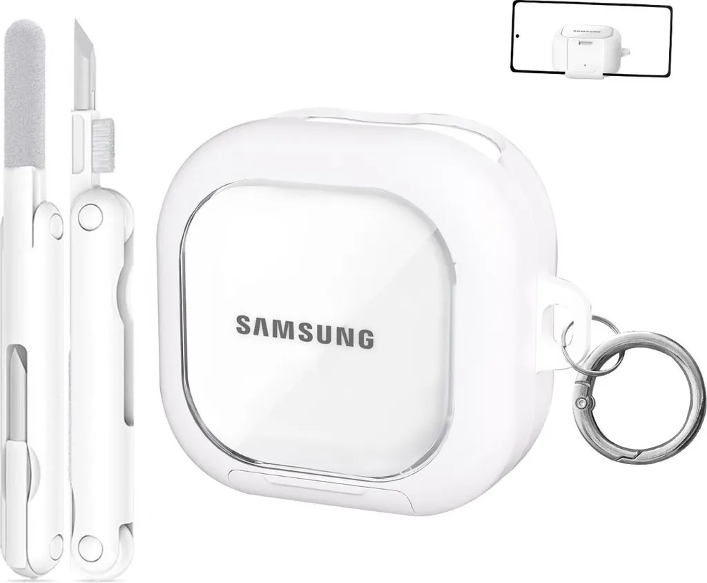 INF Custodia Protettiva per Samsung Buds4/4 Pro con Penna di Pulizia Bianco