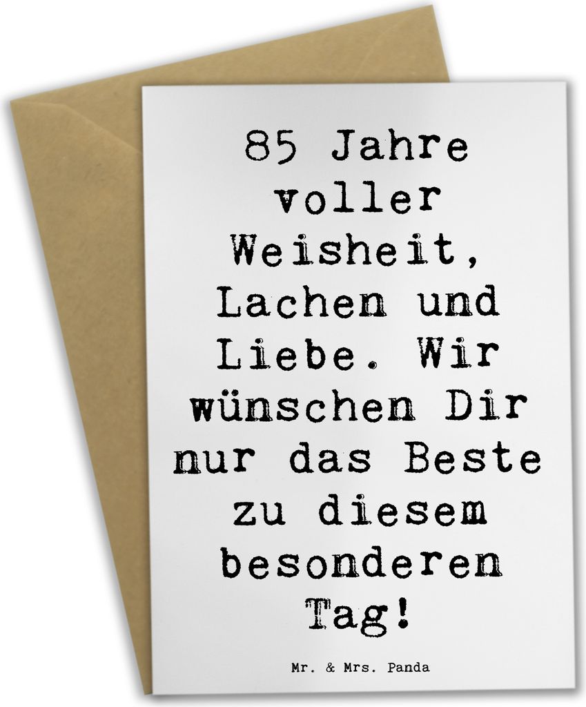 Mr. & Mrs. Panda Grußkarte Spruch 85. Geburtstag - Weiß - Geschenk, Erinnerung, vatertagskarte, besondere Anlässe, Lebensweisheit, einladungskar...
