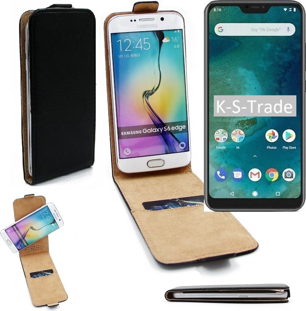 K-S-Trade Kompatibel mit Xiaomi Mi A2 Lite Flipstyle Schutz Hülle 360° Smartphone Tasche, schwarz, Case Flip cover
