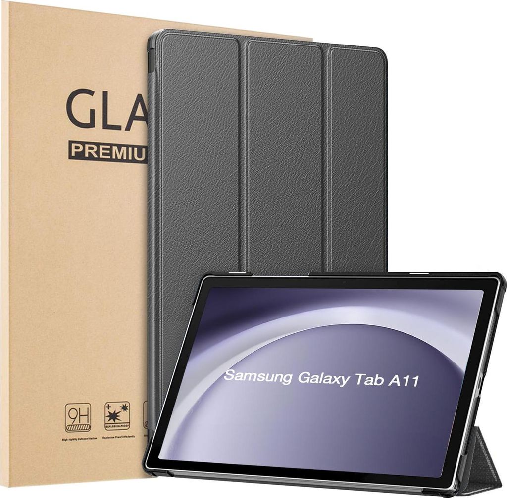 Schutzhülle + 2x 9H Display Glas für Samsung Galaxy Tab A11 2025 8.7 Zoll Cover Case Schutz Tablet Farbe: Grau
