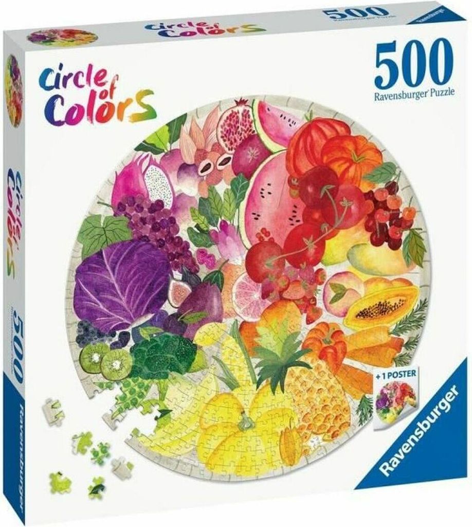 500-piece round puzzle Fruits and vegetables. Circle of Immagine del prodotto 