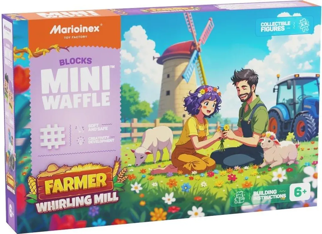 MARIOINEX Gaufre Farmer Twist Mill Blocks 100el 07559 Jeu de Construction