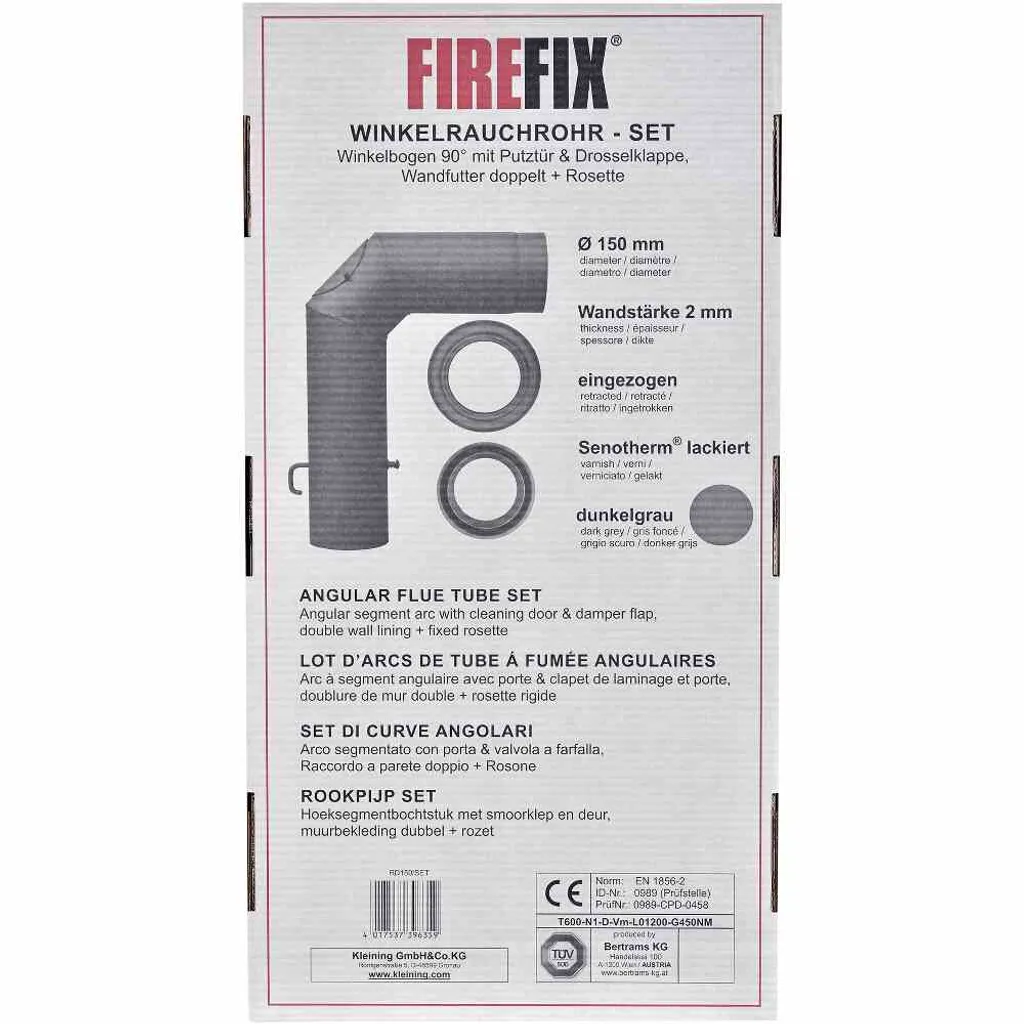 Coude réglable 150mm 3pcs noir - Kit raccordement poêle FIREFIX - 2