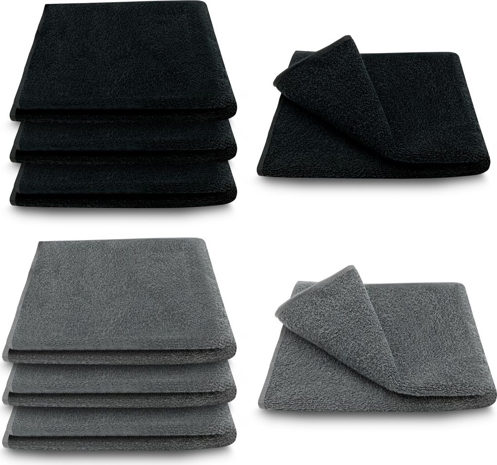 ARLI Handtuch 4x Schwarz + 4 x Anthrazit / Grau - 100% Baumwolle ( 8 er Set / Pack )