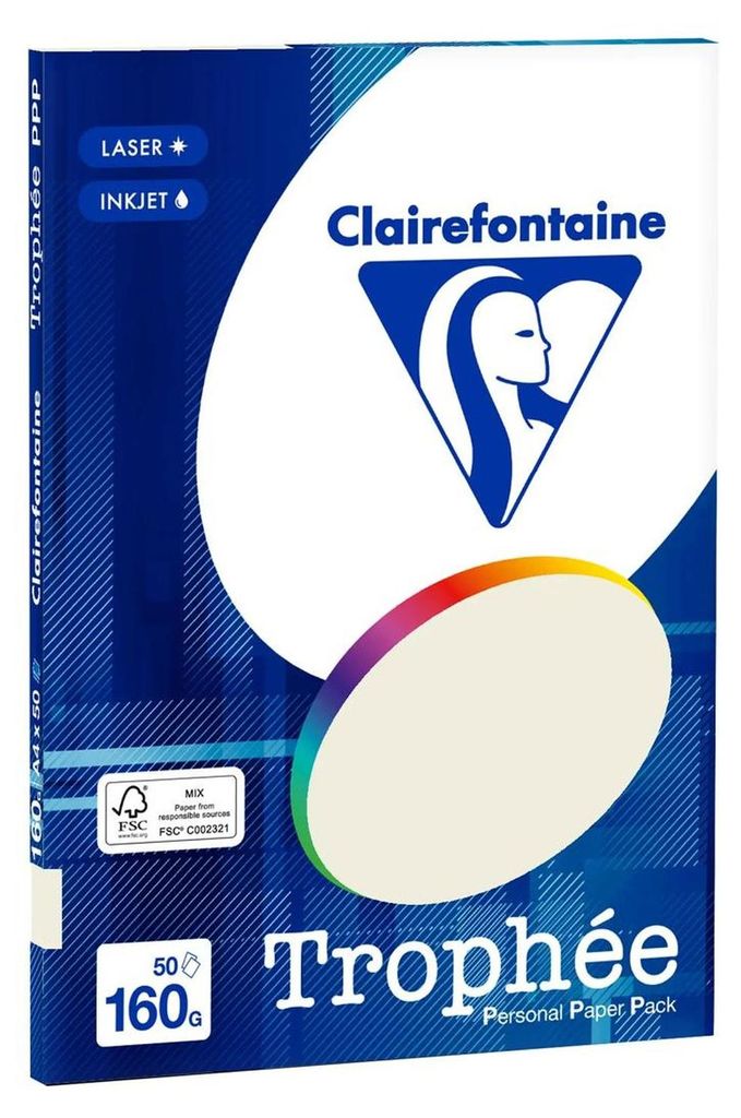 Clairefontaine Papier ppp A4 160G 50BL Grau
