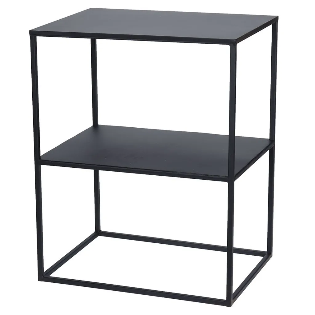 Bout de canapé carré LOFT 50 cm en métal noir avec rangement - Déco