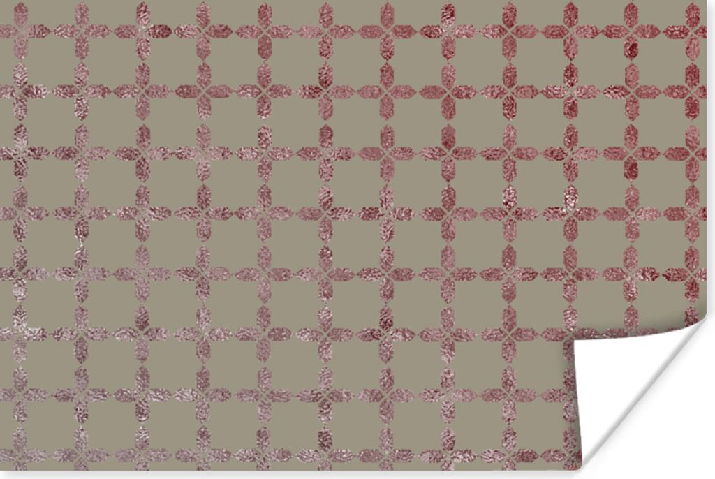MuchoWow Poster Muster - Rosa - Grau - Luxus 180x120 cm - Fotoplakat
