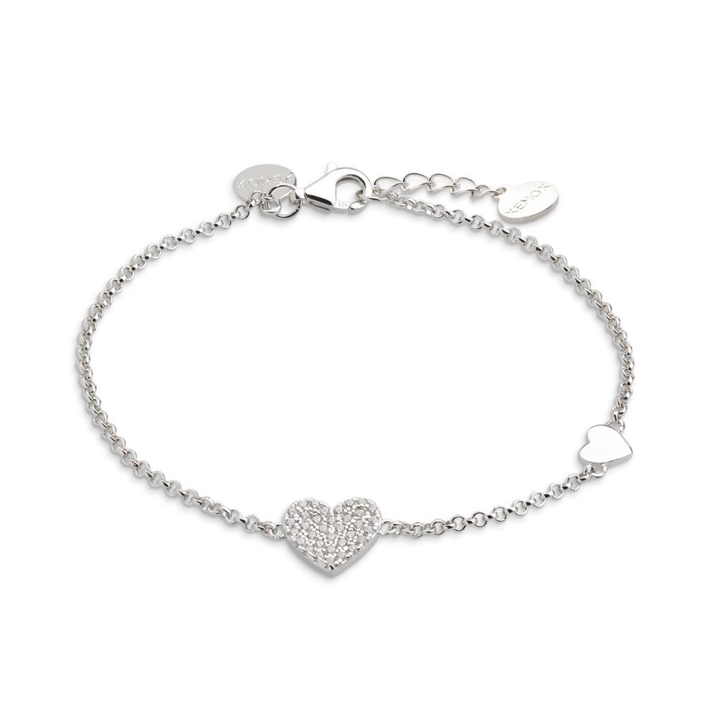 Xenox Damen Armband Sterling Silber Anhänger mit Zirkonia Herz - Love Story XS2783