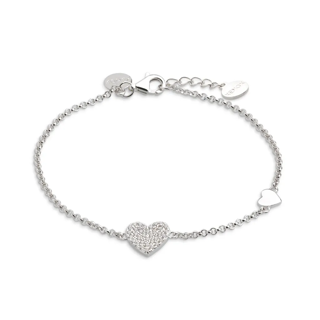 Bracelet Romantique Cœur Argent et Zirconium : Le Cadeau Femme Idéal Chic