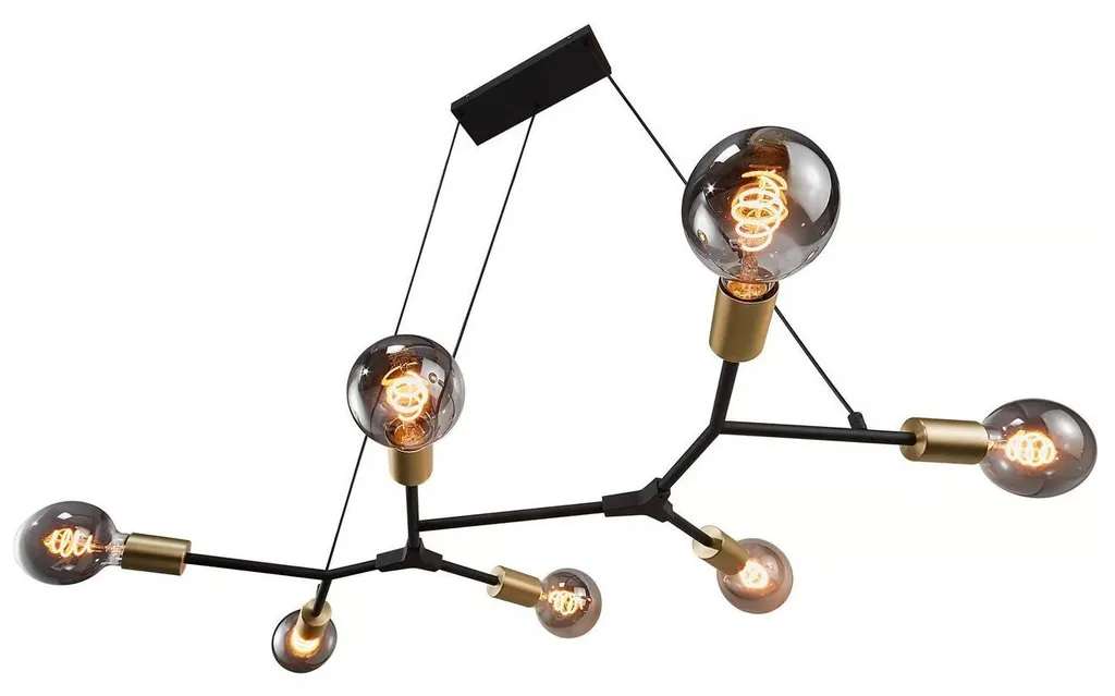 Sospensione Josefine Nordlux 7 Luci E27 | Lampada Metallo Nero/Ottone