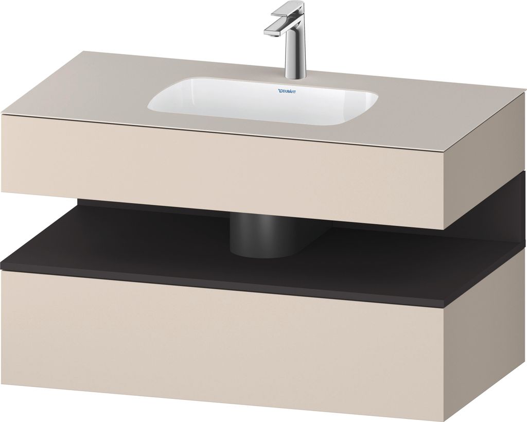 Duravit Qatego Einbauwaschtisch mit Konsolenwaschtischunterbau, 1000x550x600mm, Nische Graphit Supermatt, QA4786080830010