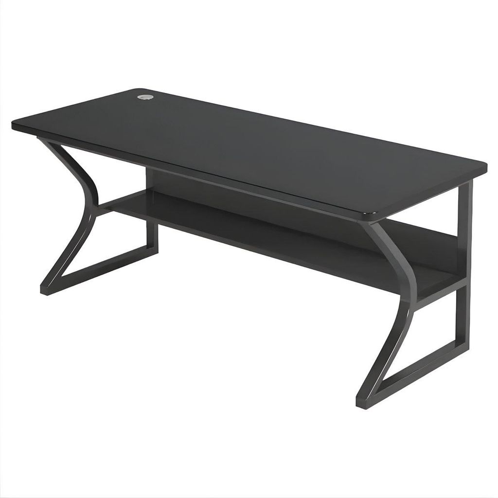 Gaming Computer Schreibtisch – Moderner ergonomischer Racestyle Tisch für Home Office & Gaming – 80 x 50 cm – Schwarz