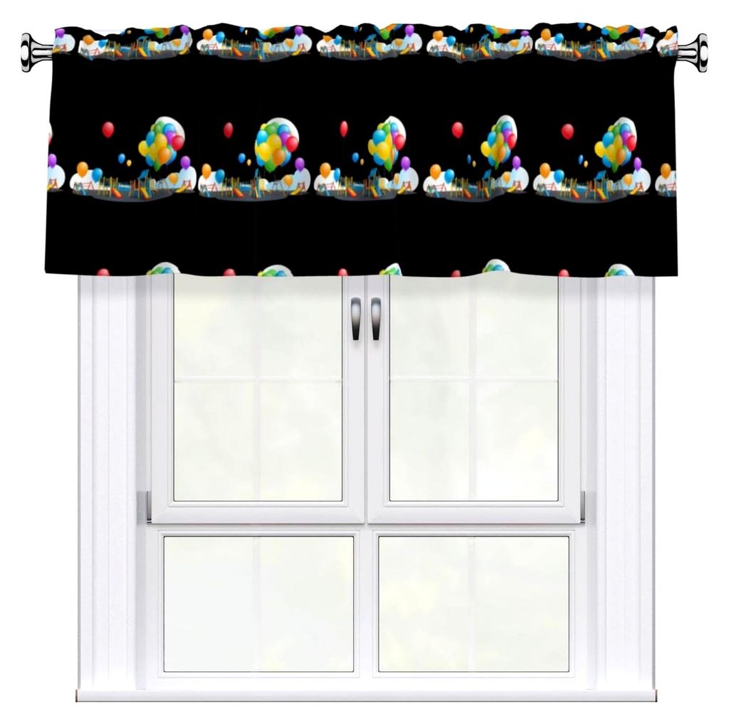 Bunte Luftballons auf dem Spielplatz, bedruckter Vorhang mit kurzer Stange, 137,2 x 45,7 cm, für Küche, Bad, Waschküche und Studio-Fenster, mit ...