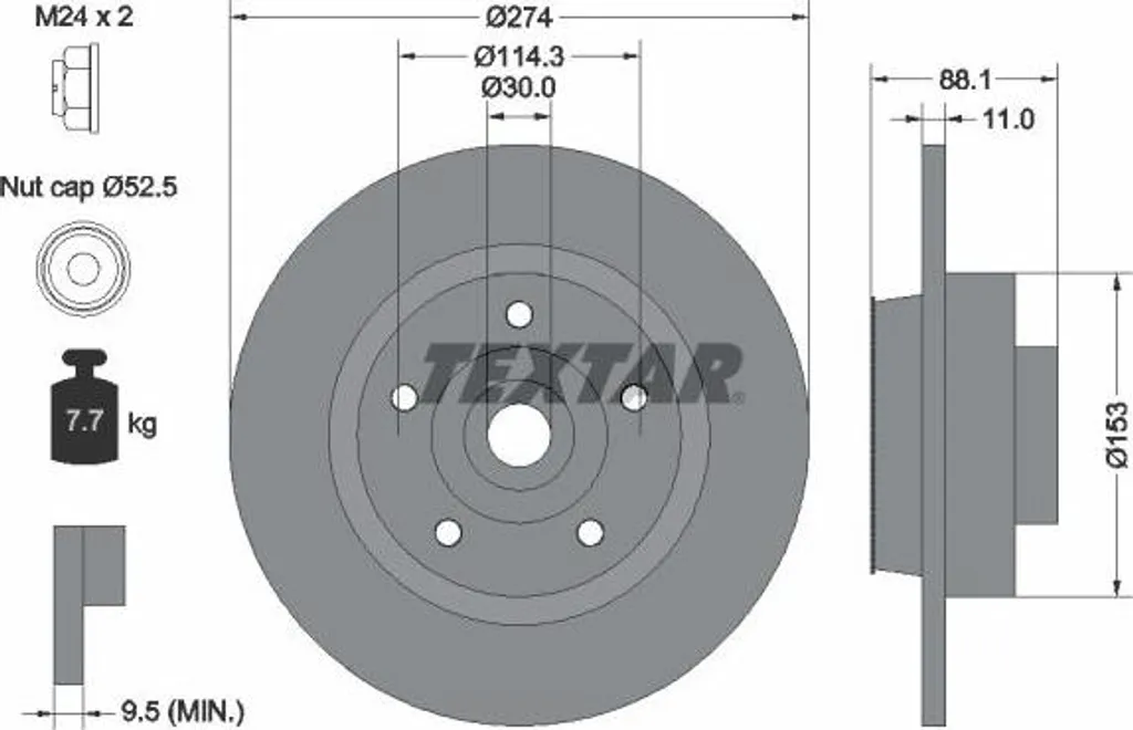 Disque de frein pour Renault Scenic compatible OE 402029646R Textar