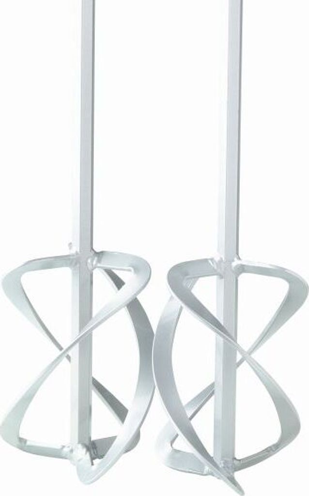 Two mixing attachments for a power tool, presented against a white background.