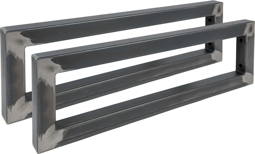 2 Pezzi Supporto Parete Lavabo RECHTECK 500mm Acciaio Nero Berlin