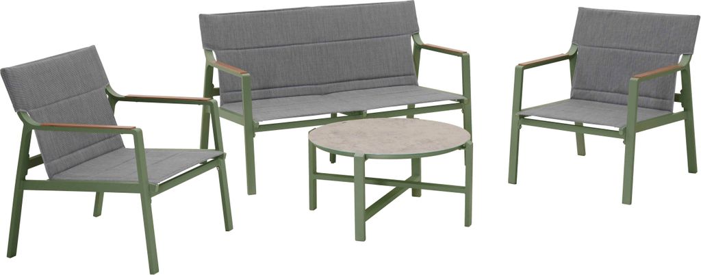 4-Sitzer-Gartenmöbelset aus khakigrünem Aluminium - Oviala Leki