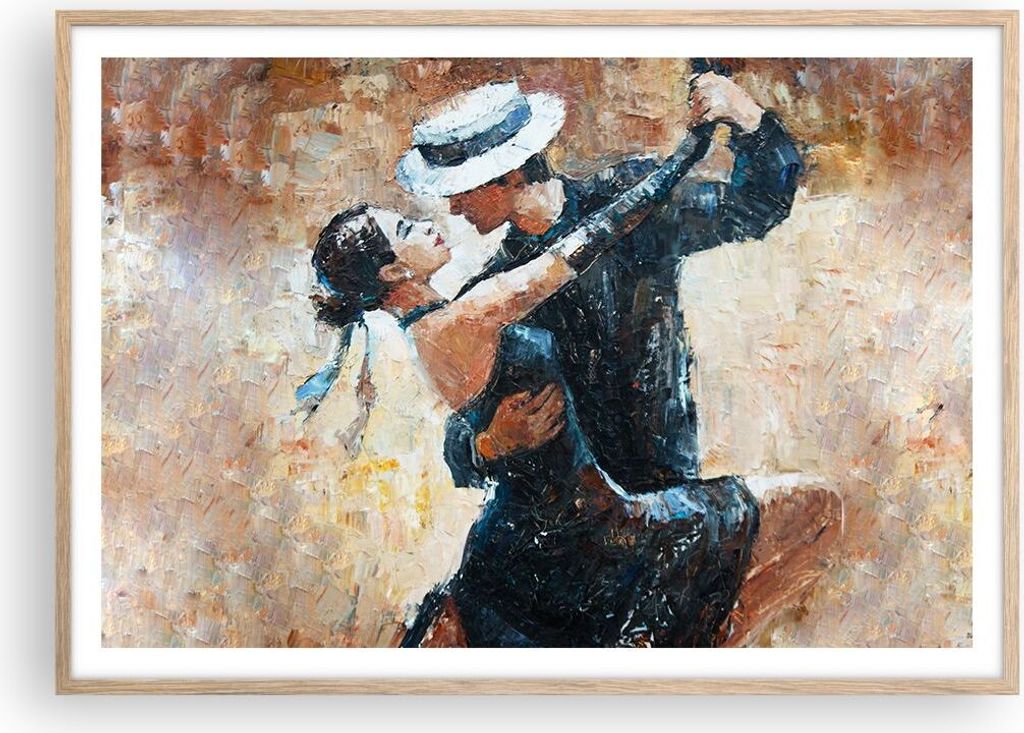 Gerahmtes Poster - Rahmen in heller Eiche - tanzen sie - 100x70 cm - Wand Bild - Wanddeko - Wandbilder - Kunstposter - Wandposter - Bilderrahmen - ...