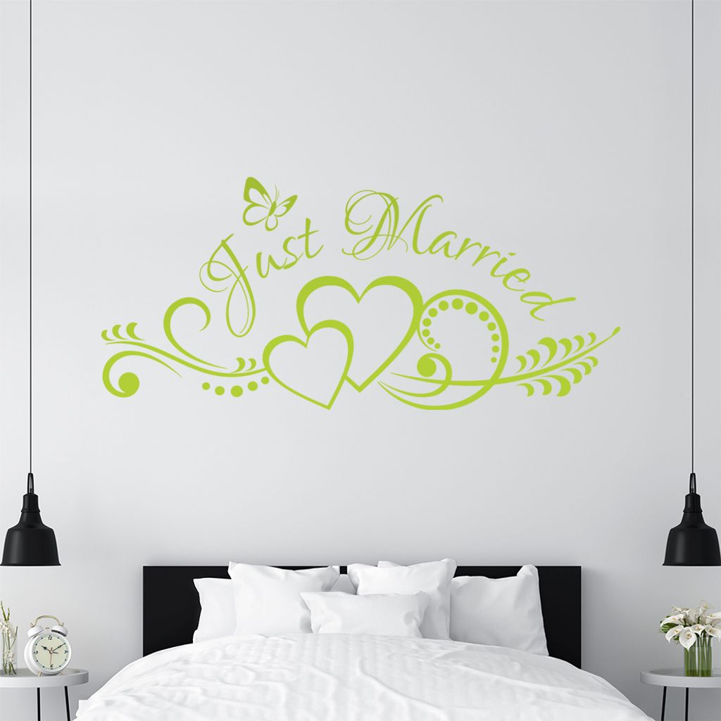 KIWISTAR Just Married - verheiratet Wandtattoo in 6 Größen - Wandaufkleber Wall Sticker - Dekoration, Küche, Wohnzimmer, Schlafzimmer, Badezimmer