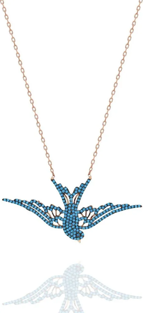 Collier Argent 925 Rose Gold Trois Magnolias et Cristaux Zircone Étincelants