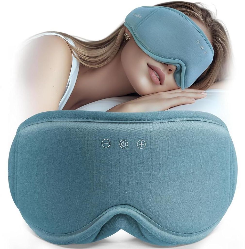 Schlafmaske mit Kopfhörern | 100 % Schatten, 3D-Schlafkopfhörer, Bluetooth-Schlafmaske, weiche Reise-Augenmaske aus Bio-Bambus-Baumwolle, für er...