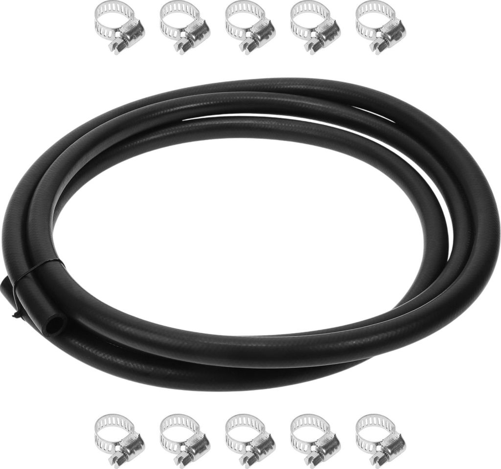 1 Set Kraftstoffleitungssatz Vakuumschlauch Automobil-Kraftstoffschlauch mit 10 Schellen 12ft 0,62" ID 0,94" OD Schwarz NBR Gummi